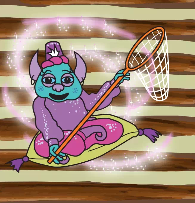 Image of Teenie Genie giving kids a capture net for their next challenge. 